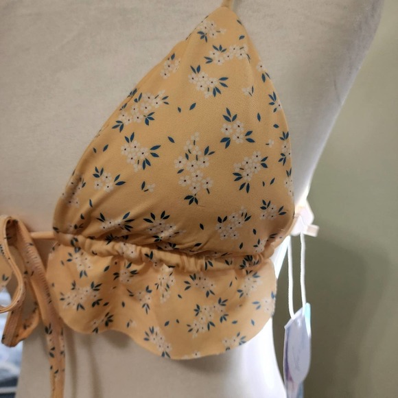 Farago The Label Lucia Triangle Bikini Top in Yellow Floral - NWT - Picture 4 of 12